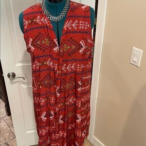 LuLaRoe Red Native Aztec Cover Up Large